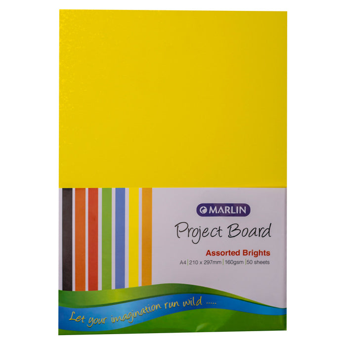 Marlin Project Boards  A4 160gsm 50’s Bright Assorted
