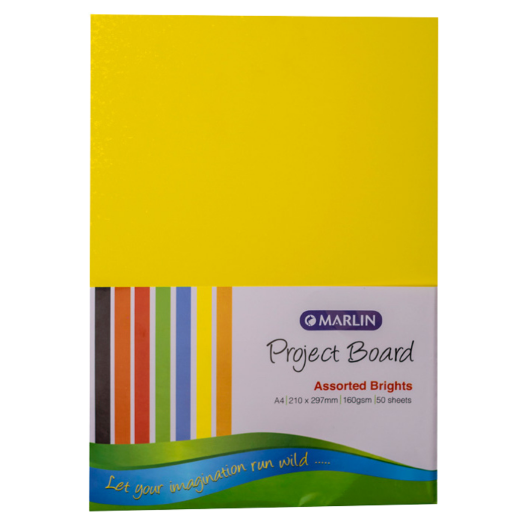 Marlin Project Boards  A4 160gsm 50’s Bright Assorted