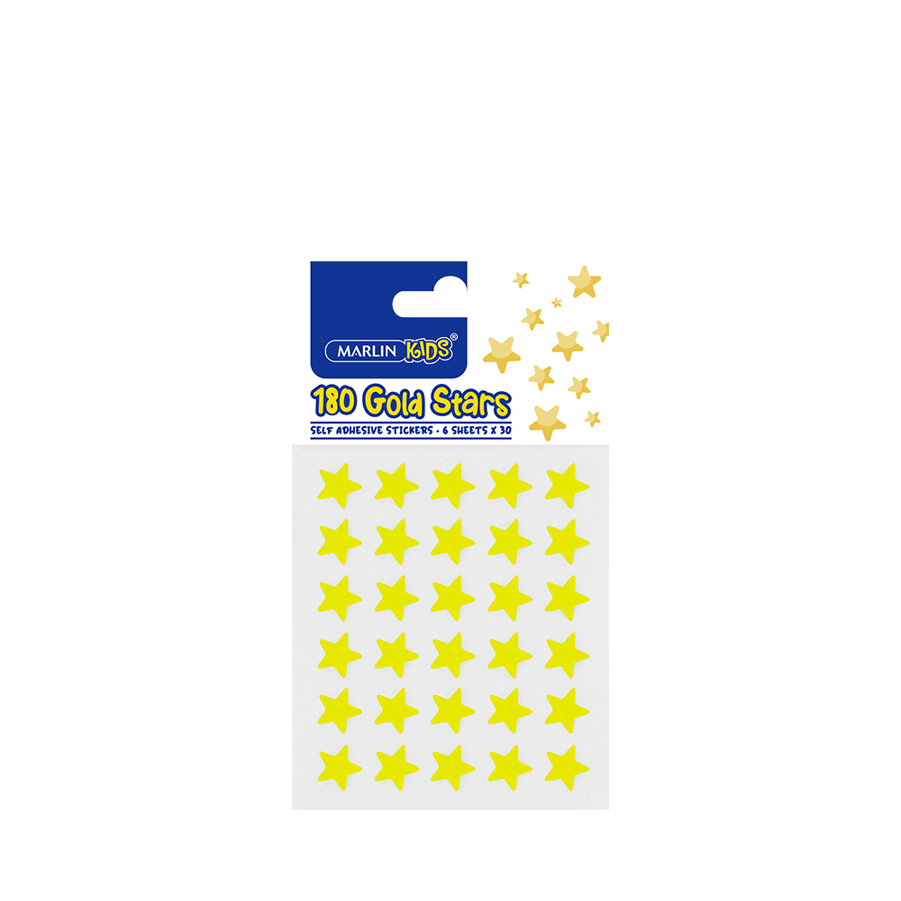 Marlin Kids Self-Adhesive Gold Star Stickers 180 Pack