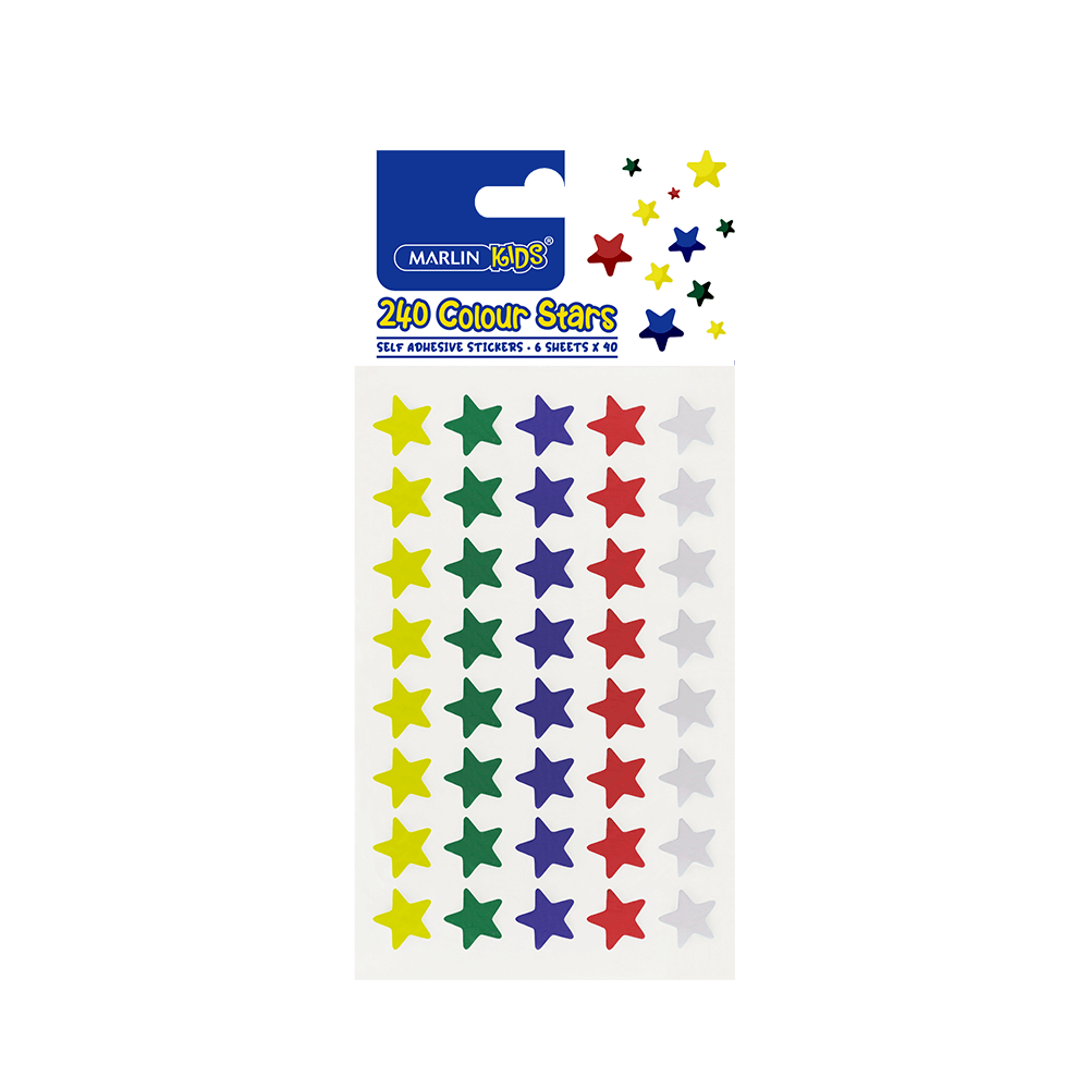Marlin Kids Self-Adhesive Colour Star Stickers 240 Pack