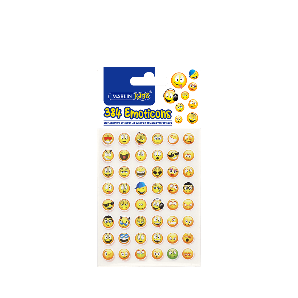 Marlin self adhesive labels - 384 assorted Smiley faces stickers