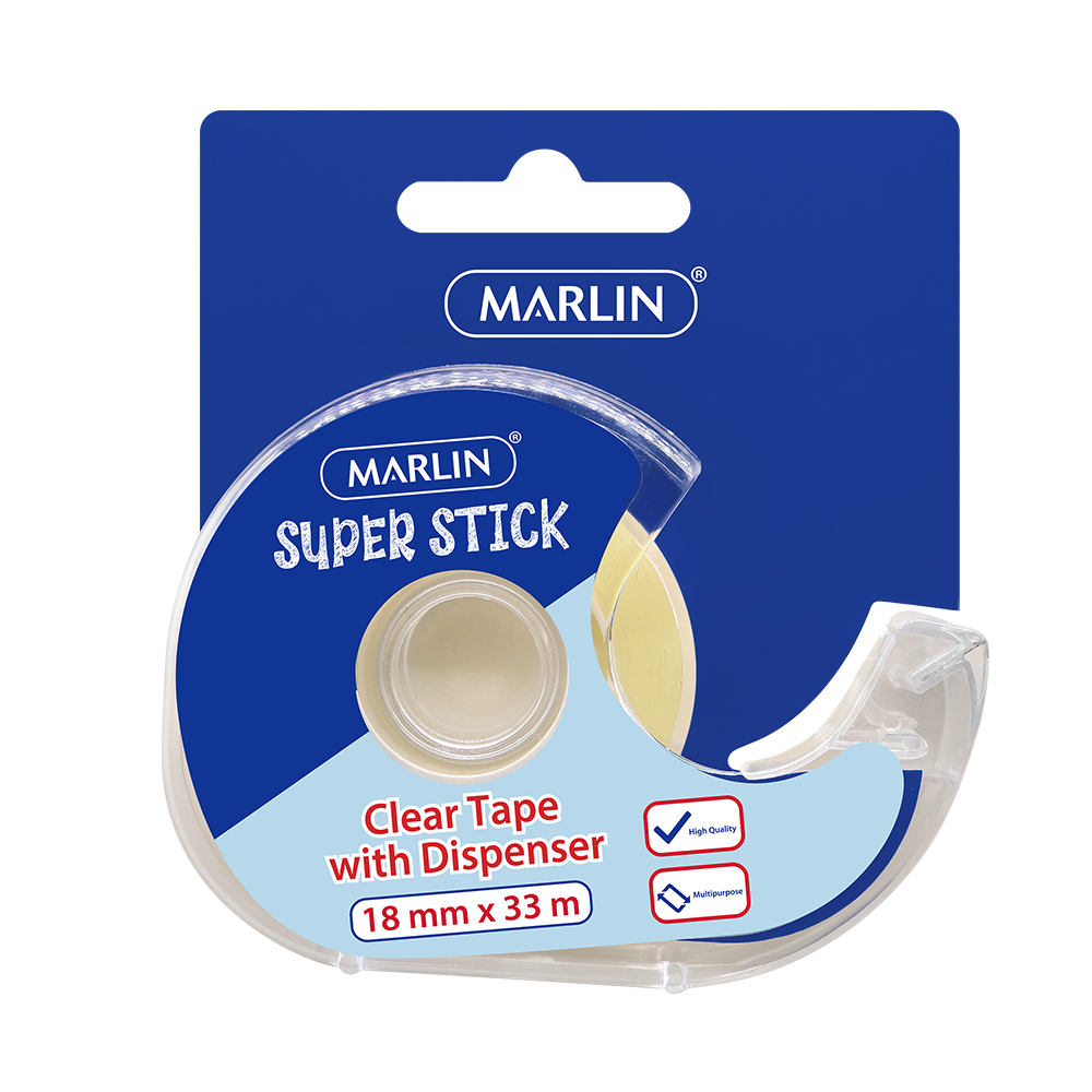Marlin Snail Tape with Dispenser Crystal Clear 18mm x 33m