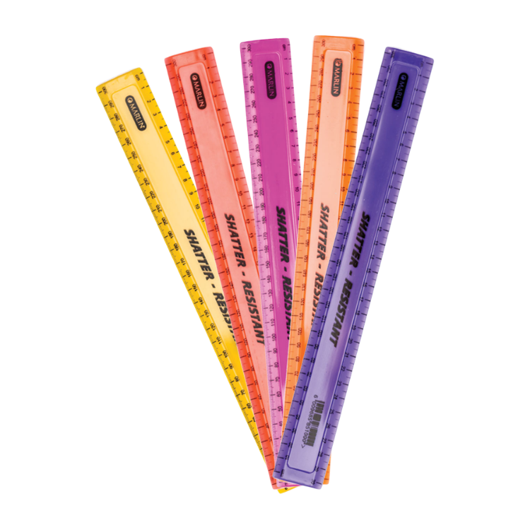 Marlin Shatterproof Ruler 30cm Various Colours