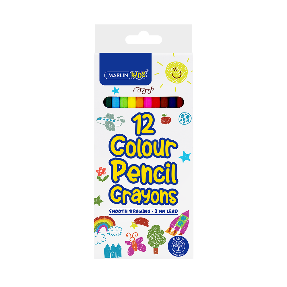 Marlin Kids Colour Pencils 12 Pack Long