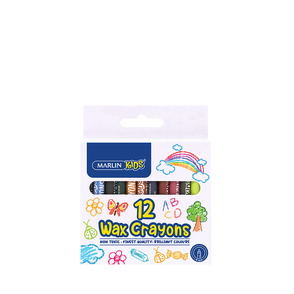 Marlin Kids Wax Crayons 12 Pack 8mm