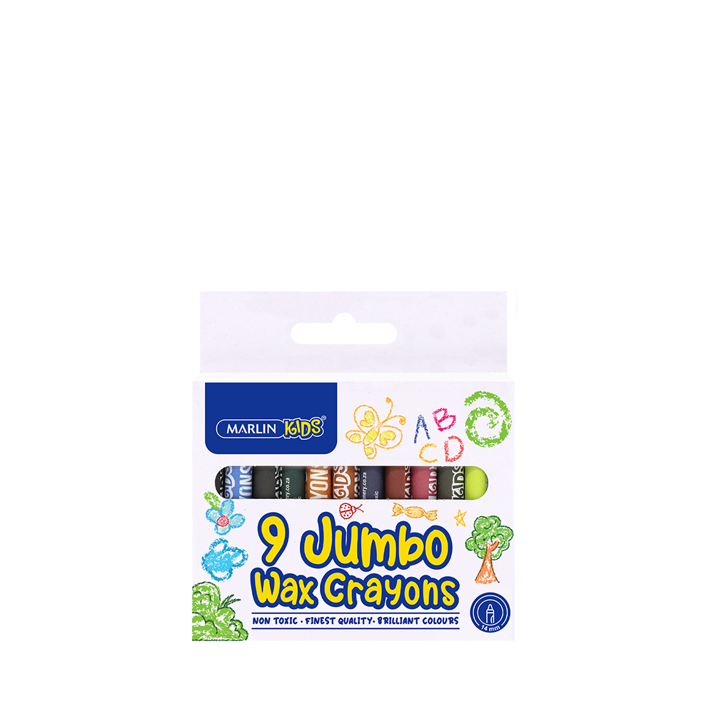 Marlin Kids Jumbo Wax Crayons 9 Pack 14mm