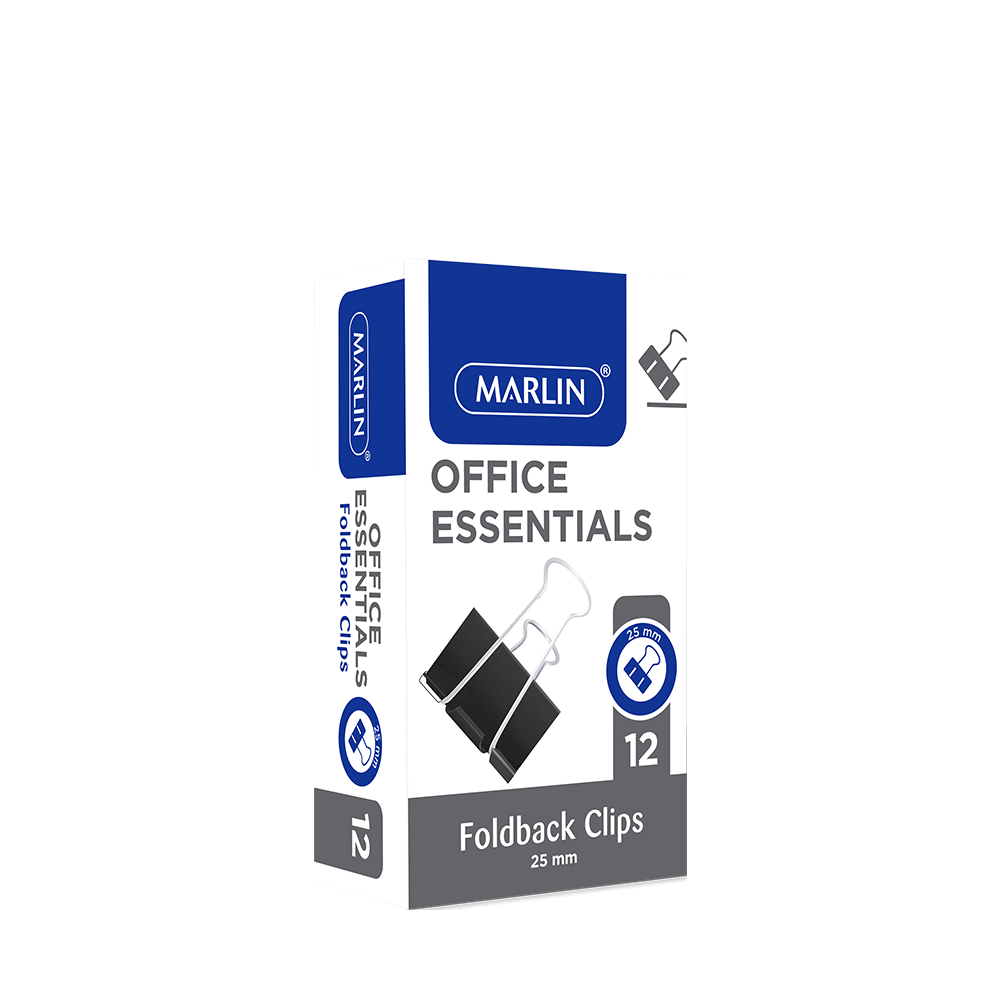 Marlin Office Essentials Fold Back Clips 25mm 12 Pack