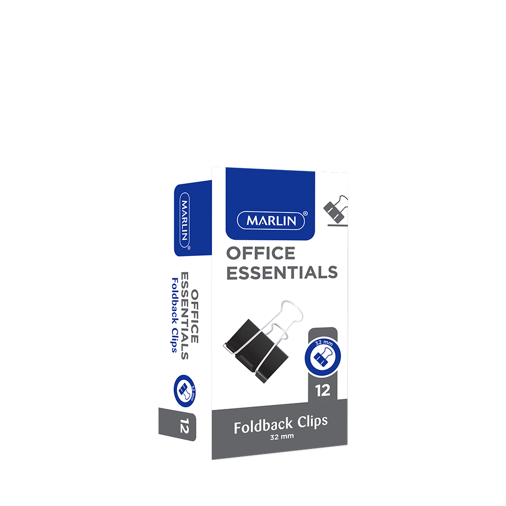 Marlin Office Essentials Fold Back Clips 32mm 12 Pack