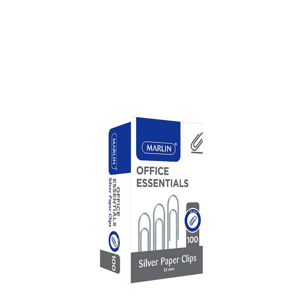 Marlin Office Essentials Silver paper clips 33mm 100’s