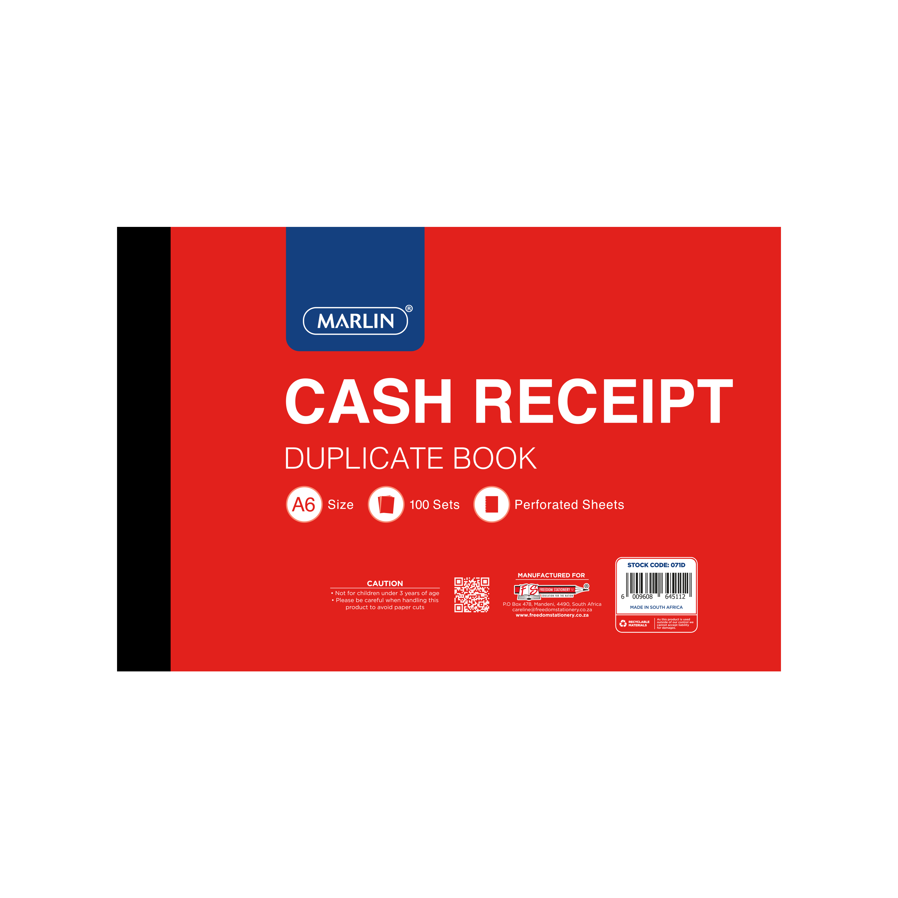 Marlin Duplicate book cash receipt A6