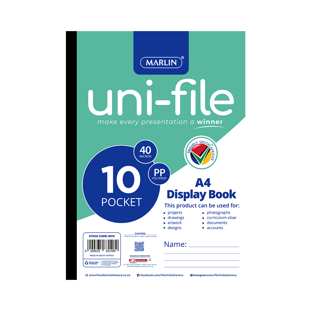 Marlin Uni-File A4 Display Book 10 Pocket