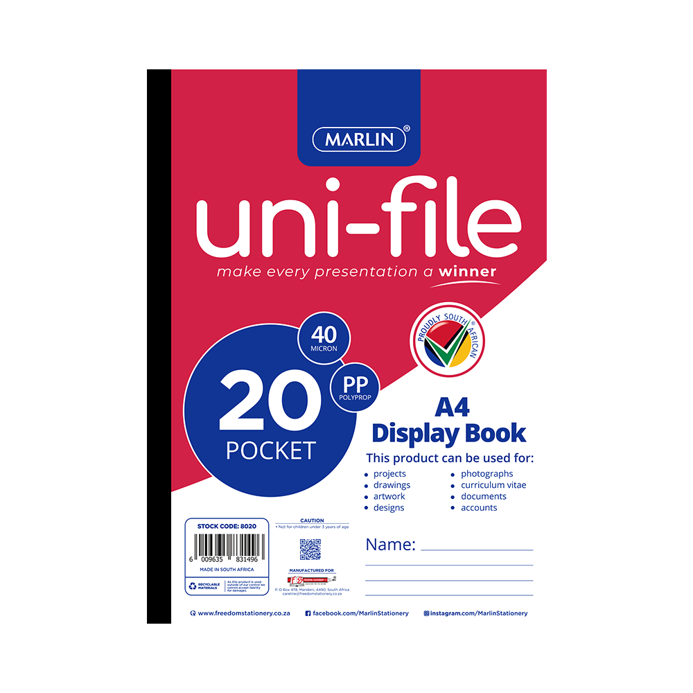 Marlin Uni-File Display Books 20 pocket