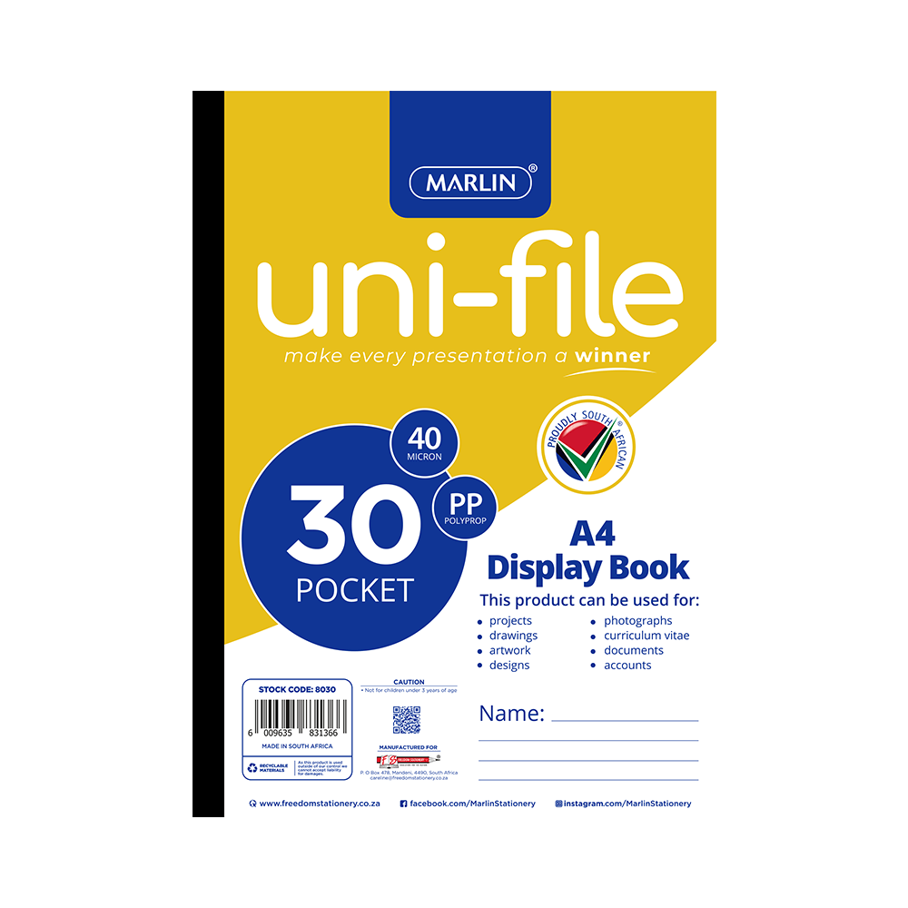 Marlin Uni-File Display Book – 30 Pocket A4