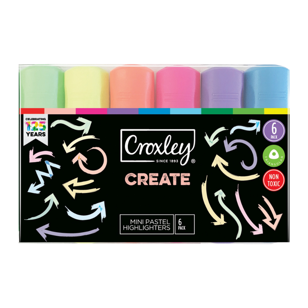 Croxley Mini Pastel Highlighters – Pack of 6