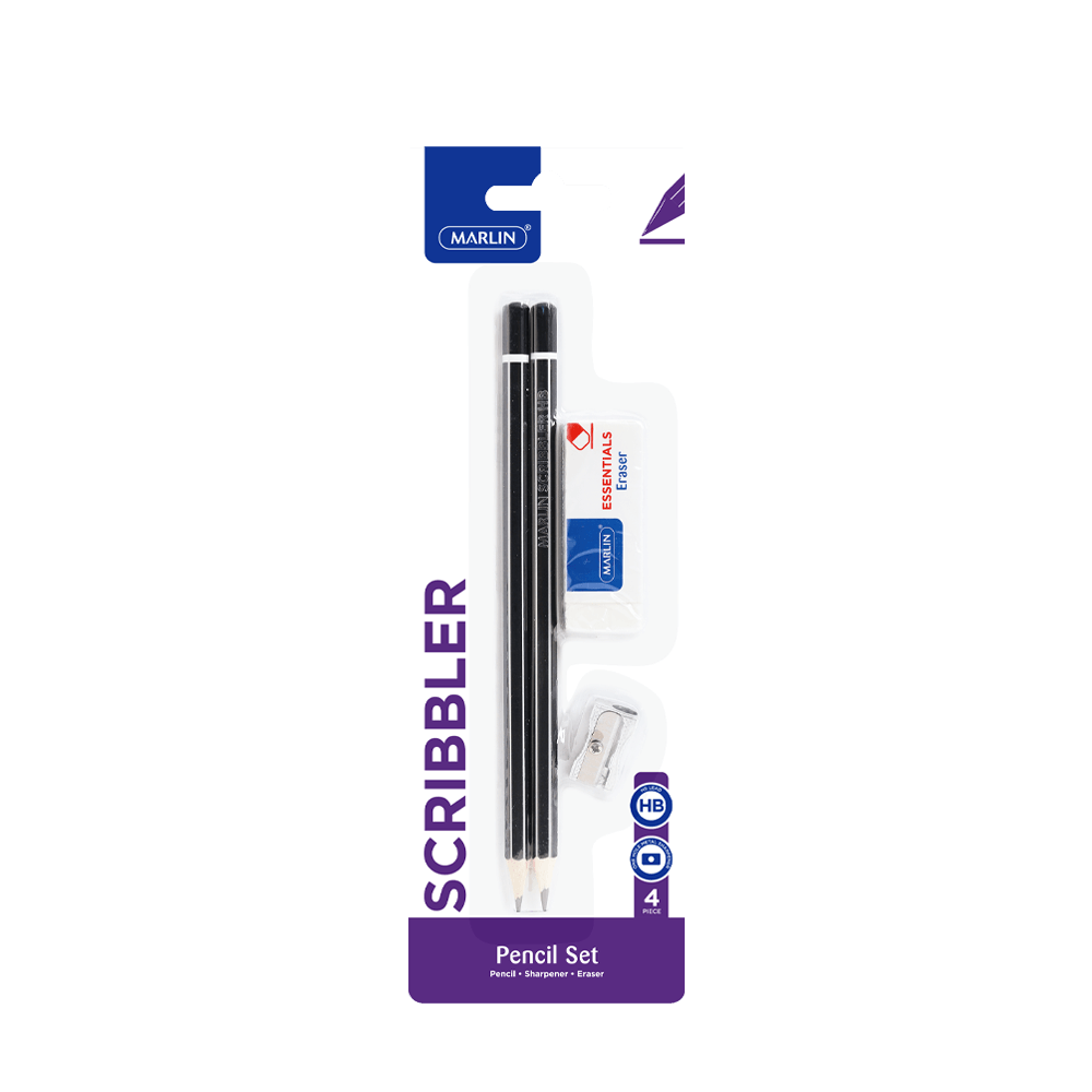 Marlin HB Pencil Combo: 2 pencils + 1 hole m/sharpener + large eraser