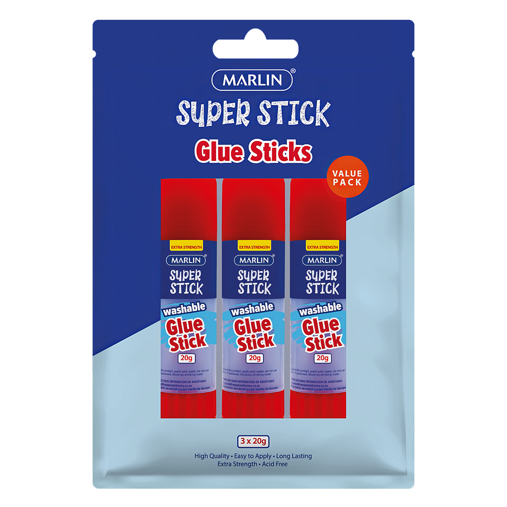 Marlin Glue Sticks Non-Toxic 20g 3 Pack Value Pack