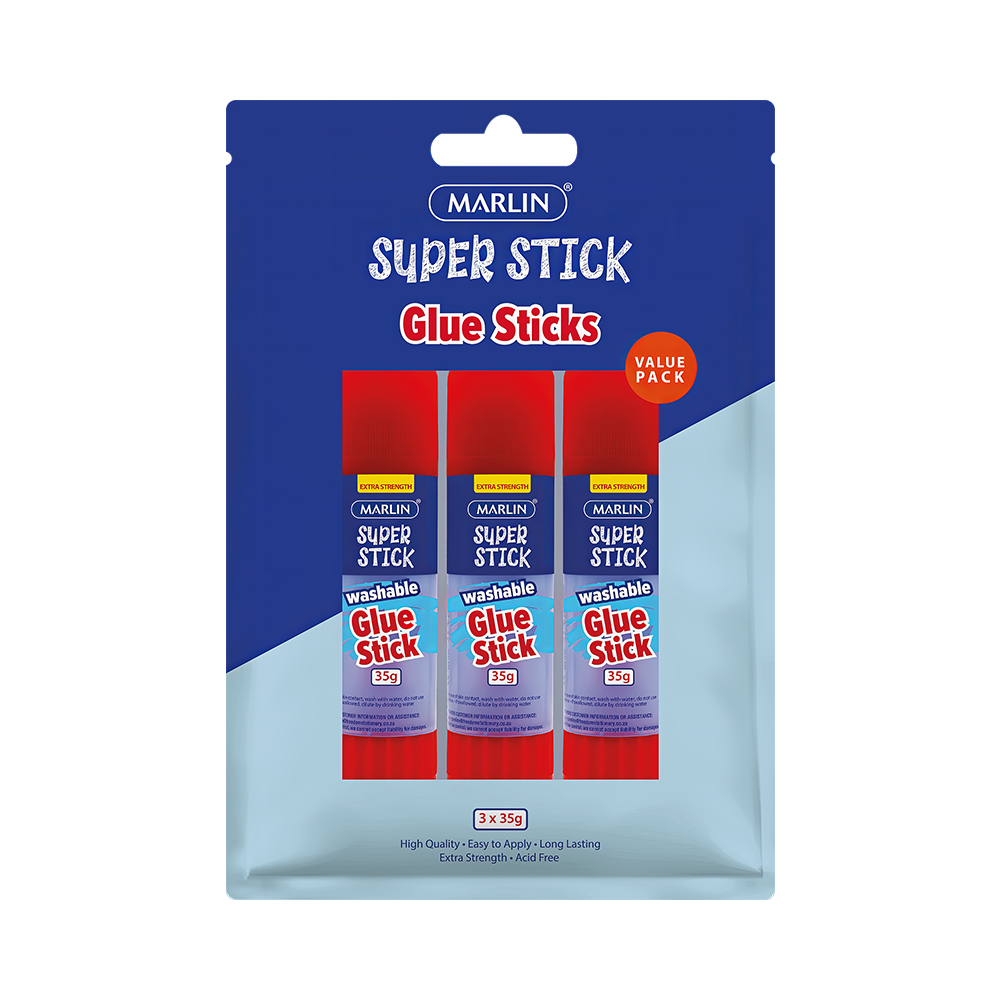 Marlin Glue Sticks Non-Toxic 35g 3 Pack Value Pack
