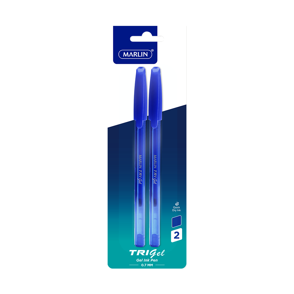 Marlin Tri-gel ink pens 2's Blue 0.7mm