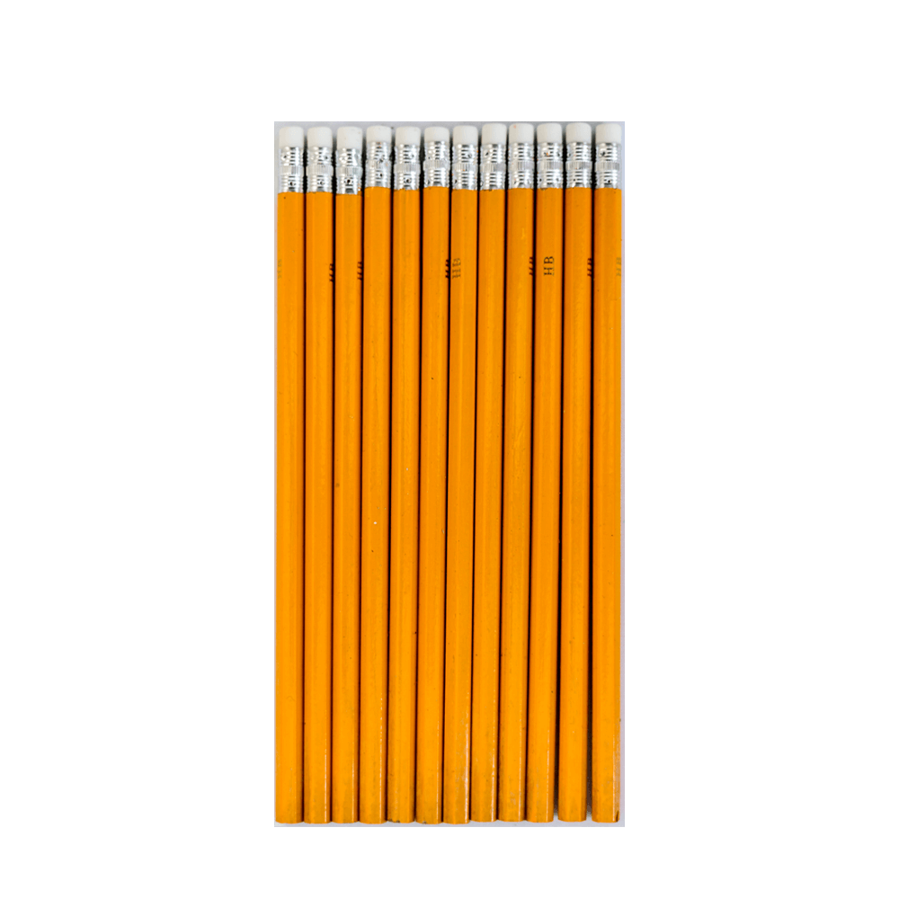Yellow Barrel Rubber-Tipped Pencils HB 12 Pack