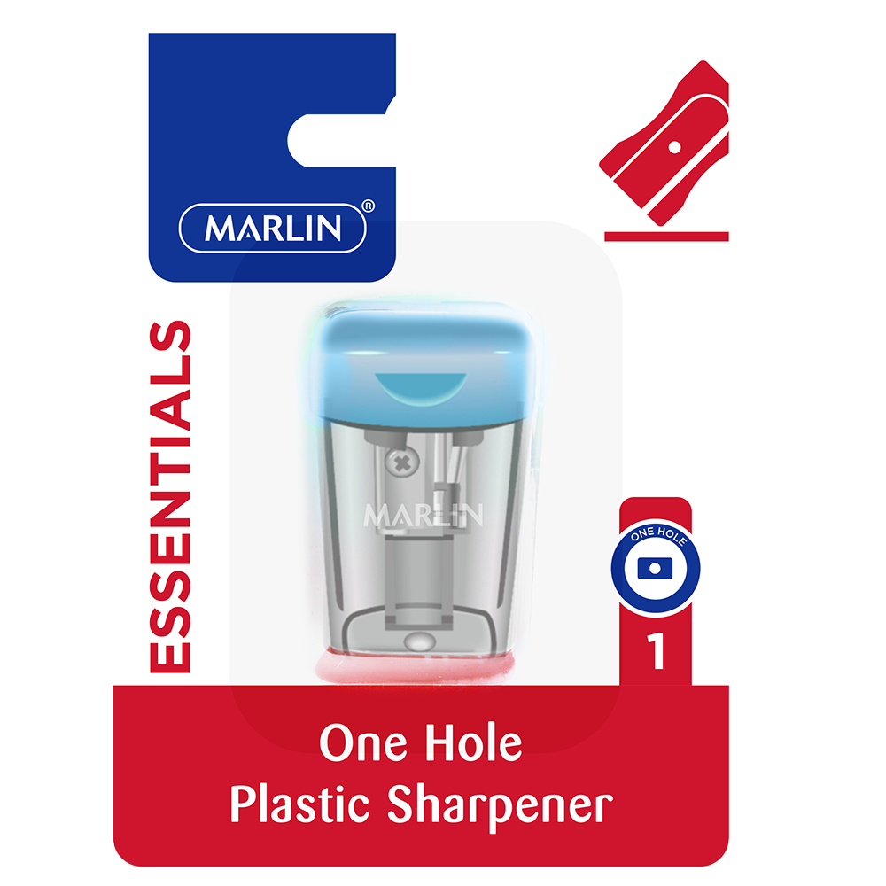 Marlin Plastic Pencil Sharpener 1 Hole with Container