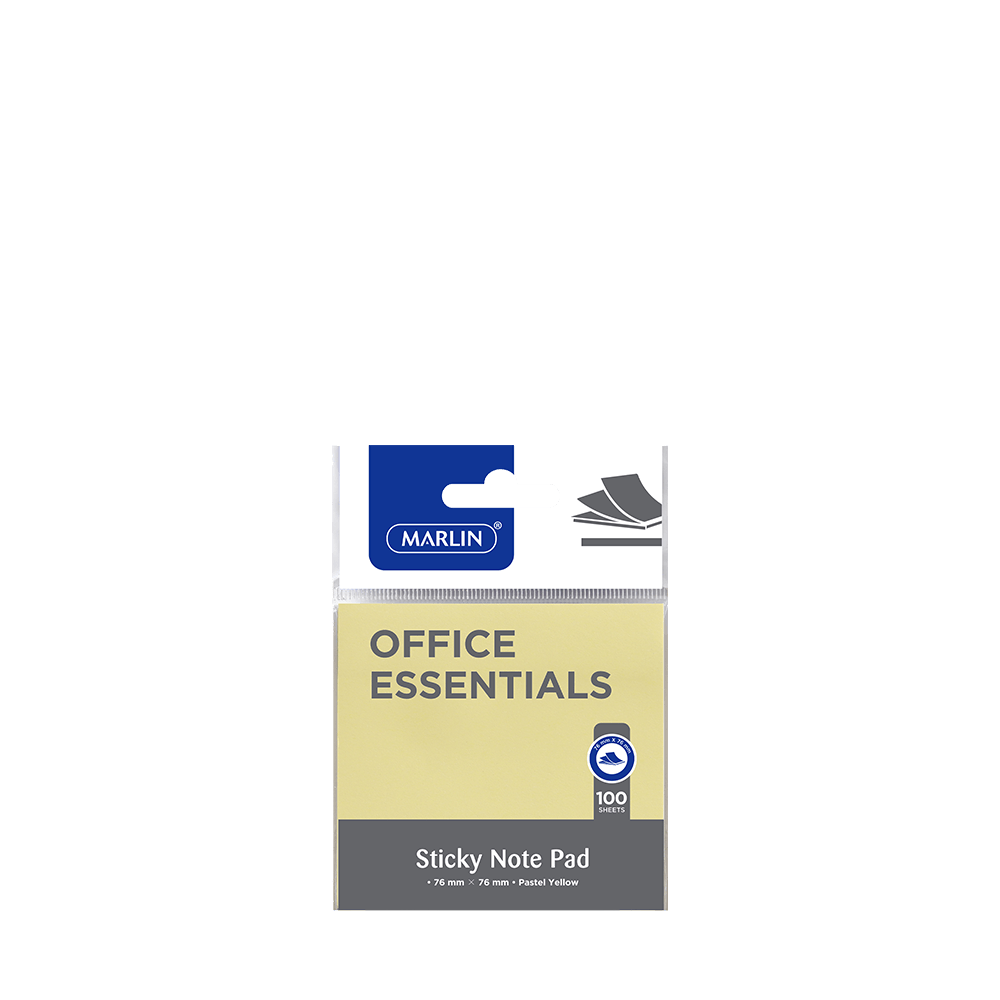 Marlin Sticky Note Pad 76 x 76mm 100 Sheets Pastel Yellow