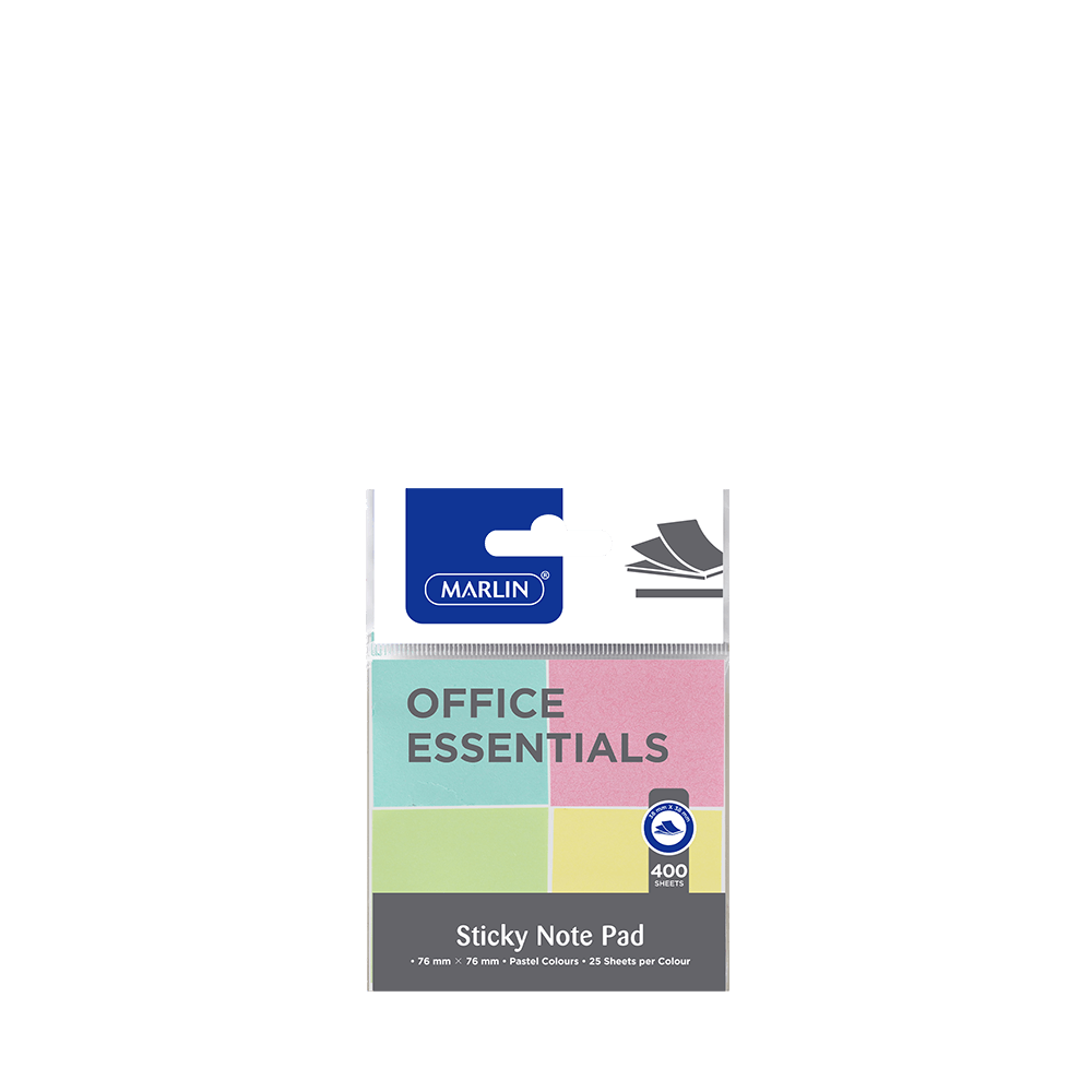 Marlin Sticky Note Pad 38 x 38mm 4 Pack Pastel