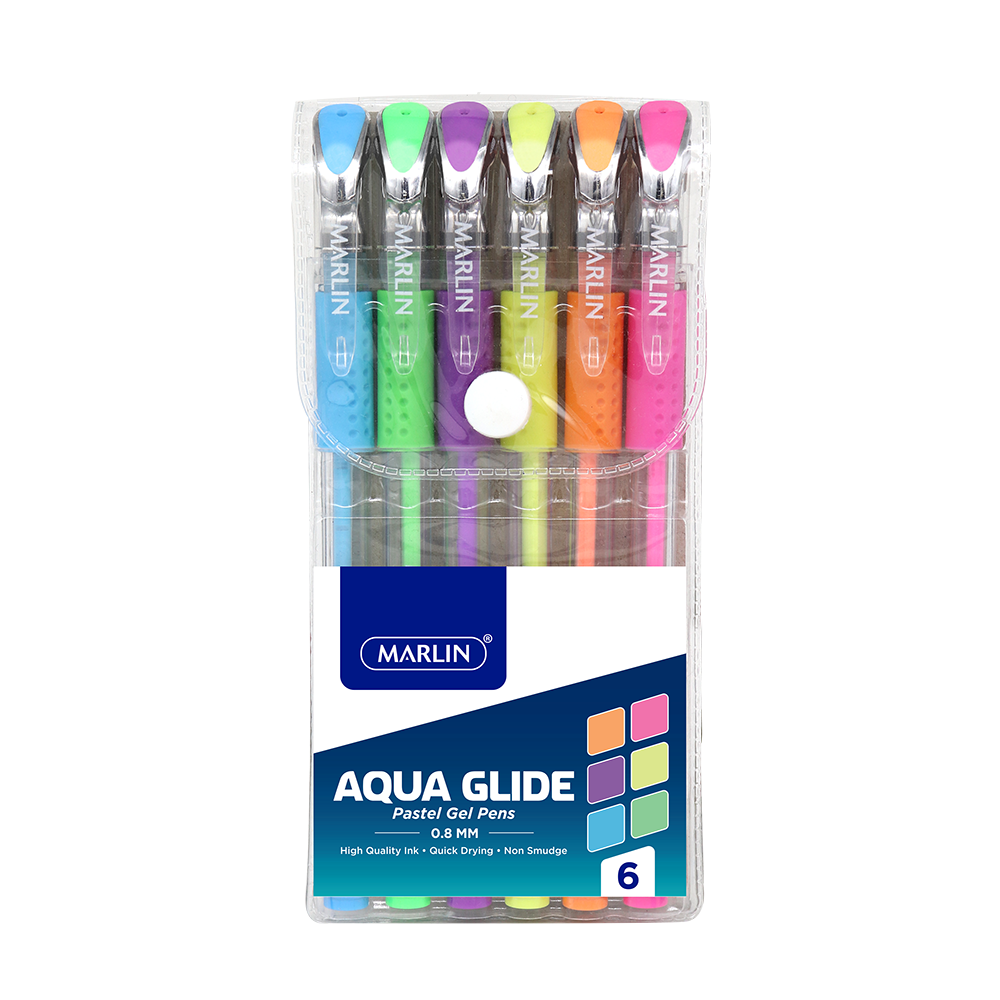 Marlin Flash-Ink Pastel Gel Pens – 6 Pack